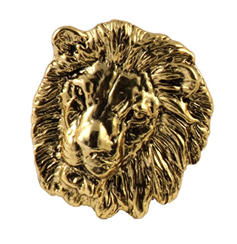 Lion Pin, Head, Gold Plated, MG102, 1 Inch, Handmade in The USA, Realistic, African, Big Cat, Safari, Hat Pin, Lapel Pins, Brooch, Gift, Over 3100 Wildlife Designs.