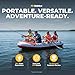 Solstice Voyager 4-Person Inflatable Fishing Boat with Dual Swivel Oar Locks and Rod -Holder, Motor Compatible 9' x 5'