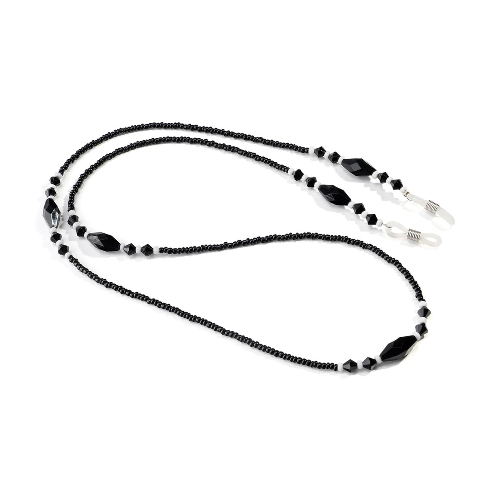 Lot de 12 chaînes de lunettes rétro noires anti-chute avec cordon anti-perlage