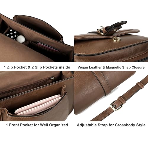 Image of AFKOMST Crossbody Bags for Women,Small Saddle Purse and Boho Cross Body Handbags,Vegan Leather