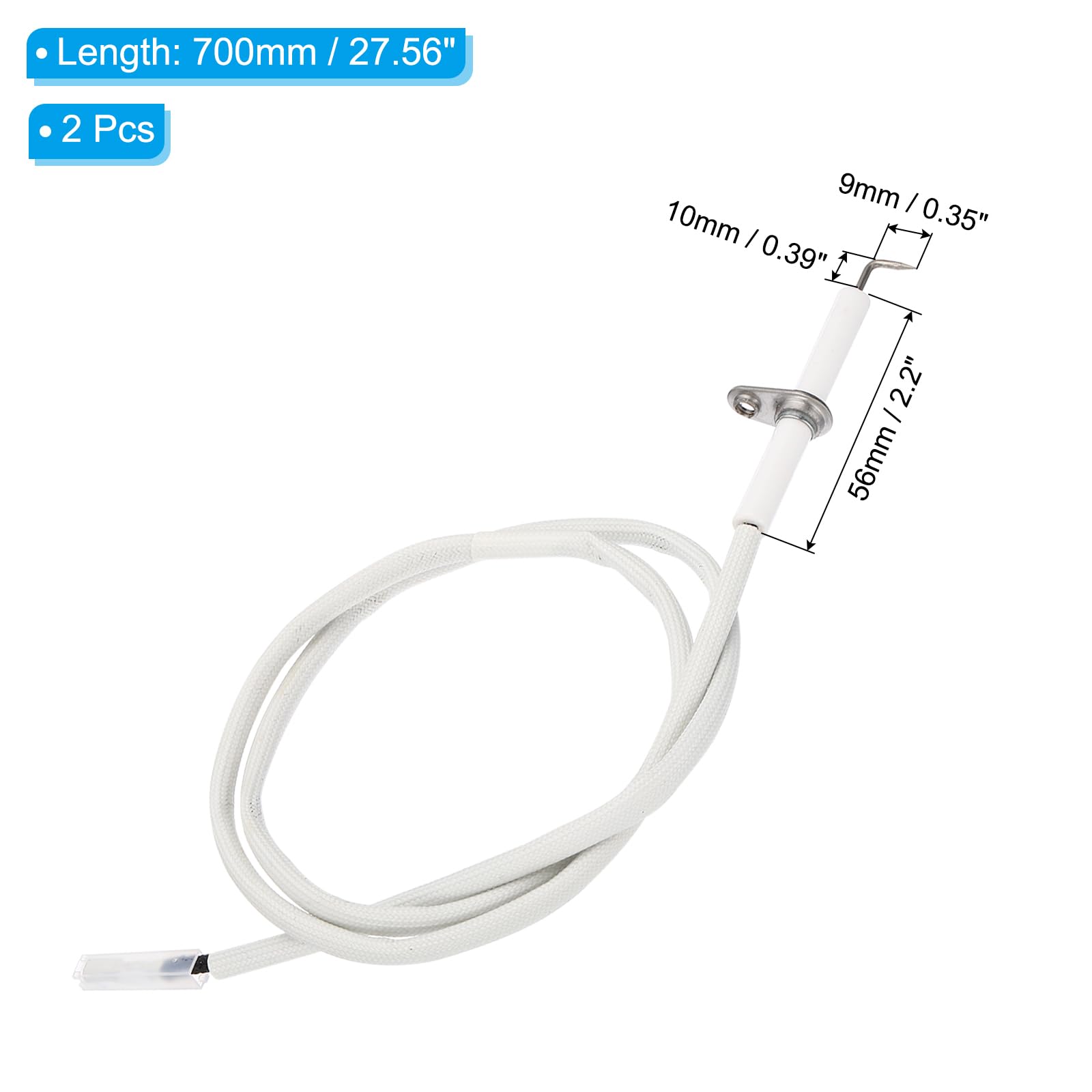 PATIKIL Ceramic Spark Electrode Igniter with Wire Lead Replacement for BBQ Grill and Gas Grill Models