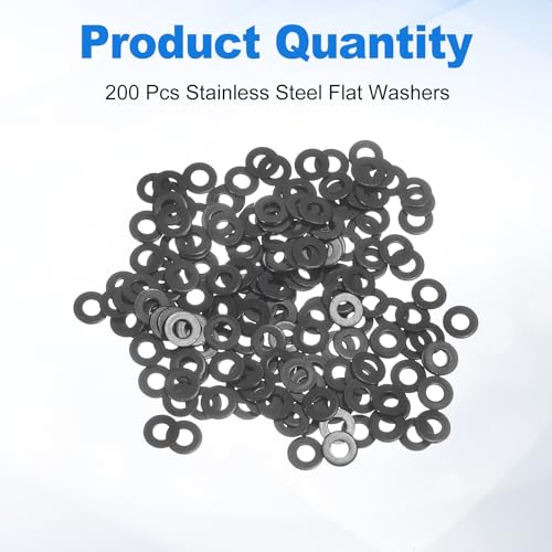 uxcell 200Pcs M2 304 Stainless Steel Flat Washers, ID 2mm, OD 5mm, Thickness 0.3mm Round Metal Washers for Screws Bolts, Outdoor Construction, Black by uxcell - Used condition - Image 3