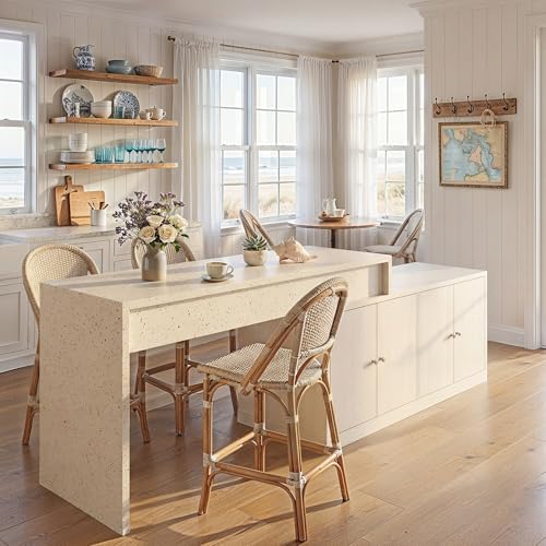 Homsee Extendable Kitchen Island with Storage, Stretchable Statio...
