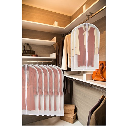 Garment Bag Clear 24'' X 48'' Long Suit Dust Garment Bags White Breathable Full Zipper Dust Cover For Dance Dress Clothes Pack Of 6 #TOP5