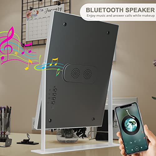 Hansong Hollywood Vanity Mirror with Lights, Wireless Charging, and Bluetooth Speaker - 12 LED Bulbs, 3 Color Modes