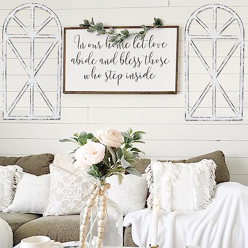 SwallowLiving 16" x 32" Rustic Cathedral Window Frame Wall Decor - Classic Farmhouse Charm for Your Home, White, Set of 2 - Image 3