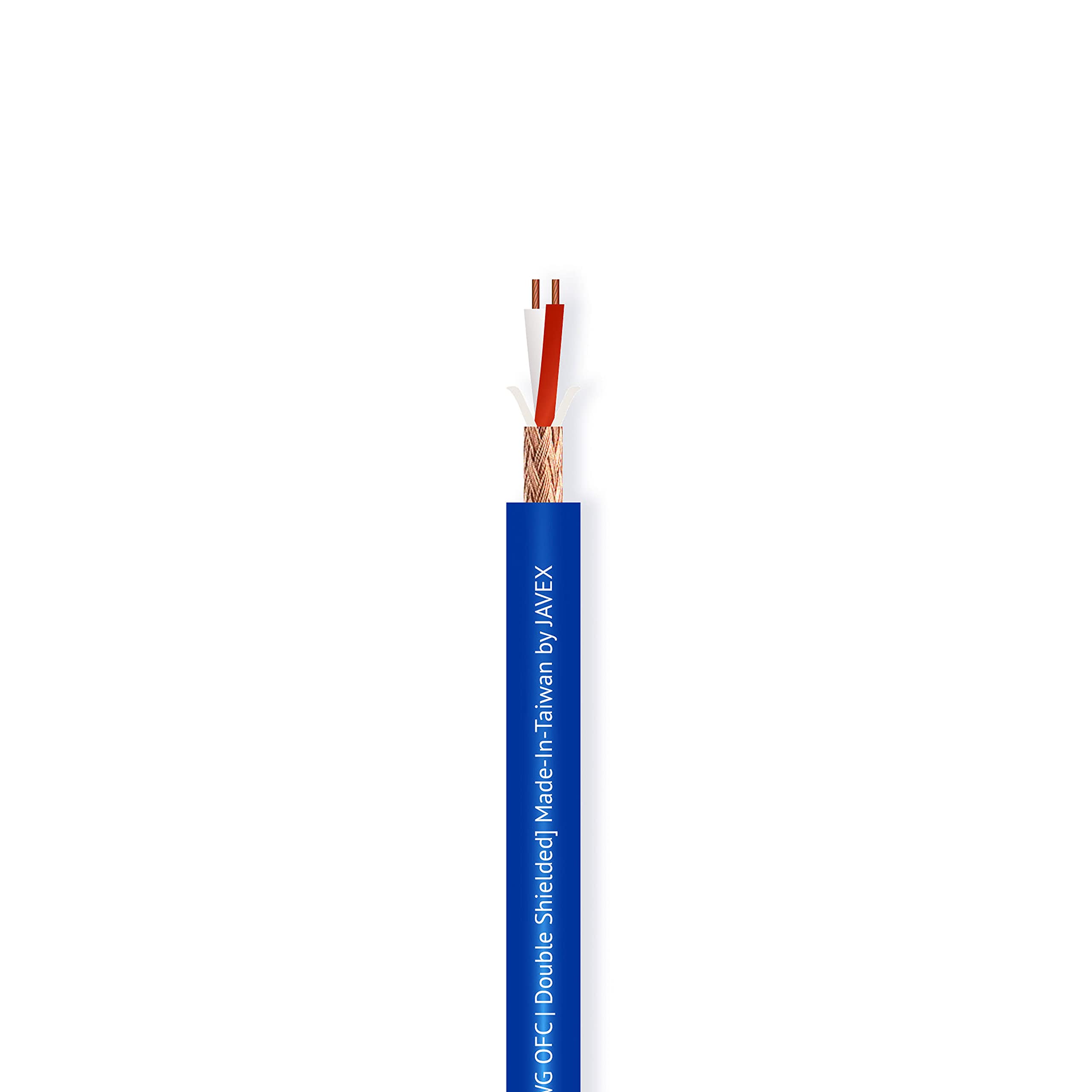 JAVEX Mikrofon symmetrischer Draht [sauerstofffreies Kupfer 99.9%, 90% Abschirmung] 24 Gauge, 20x0.12 mmx2 Kerne OFC-Kabel für professionelle Bühne, Konzert, Instrumental-Setup [100 Meter, blau]