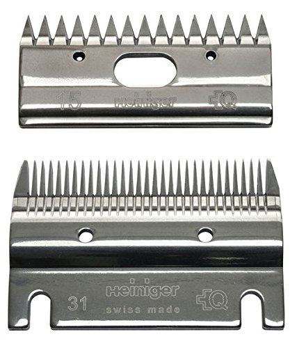 Heiniger Schermessersatz 15/31 Zähne - Standard Schermesser für Pferde, Obermesser: 15 Zähne, Untermesser: 31 Zähne, für die professionelle Pferdeschur