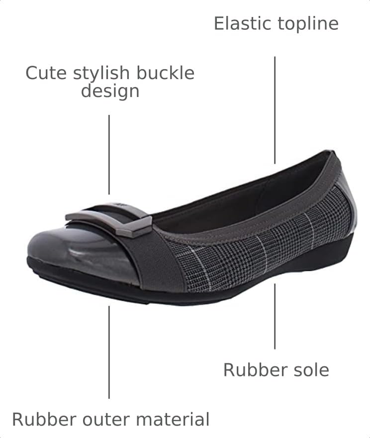Image of Anne Klein Uplift Flats for Women - Textile Upper and Lining - Stretch Collar - 90 Flexibility - Square Cap Toe