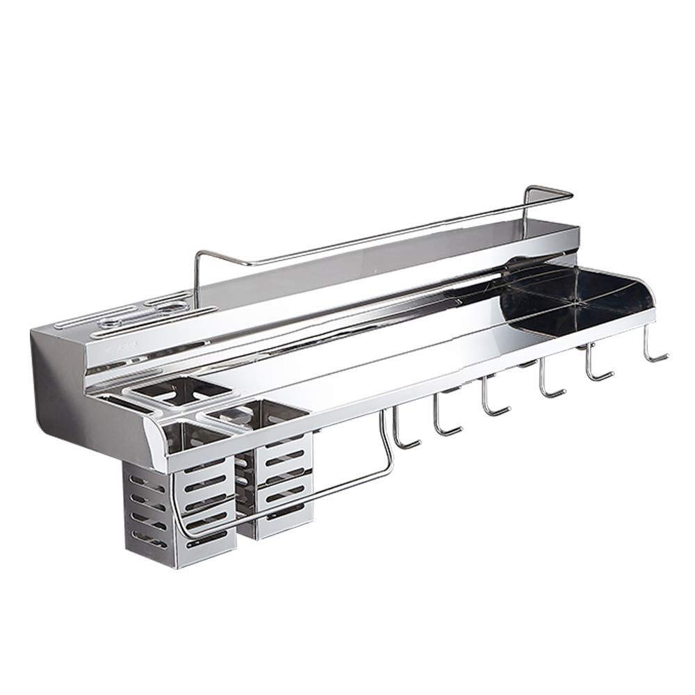 HADECOLL Shelf,Kitchen Racks Spice Rack Seasoning Utensils Rack, Hanging Knife Tool Rack Drainer Cutlery Basket Spoon Chopstick Holder Wall Mounted Towel Bar Hooks,50Cm Long,50Cm Long