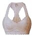 Floral Lace Halter Bra Bralette Lace Racerback Unpadded Bustier Wireless Breathable Crop Top Bras,SZ5509-Pink-M