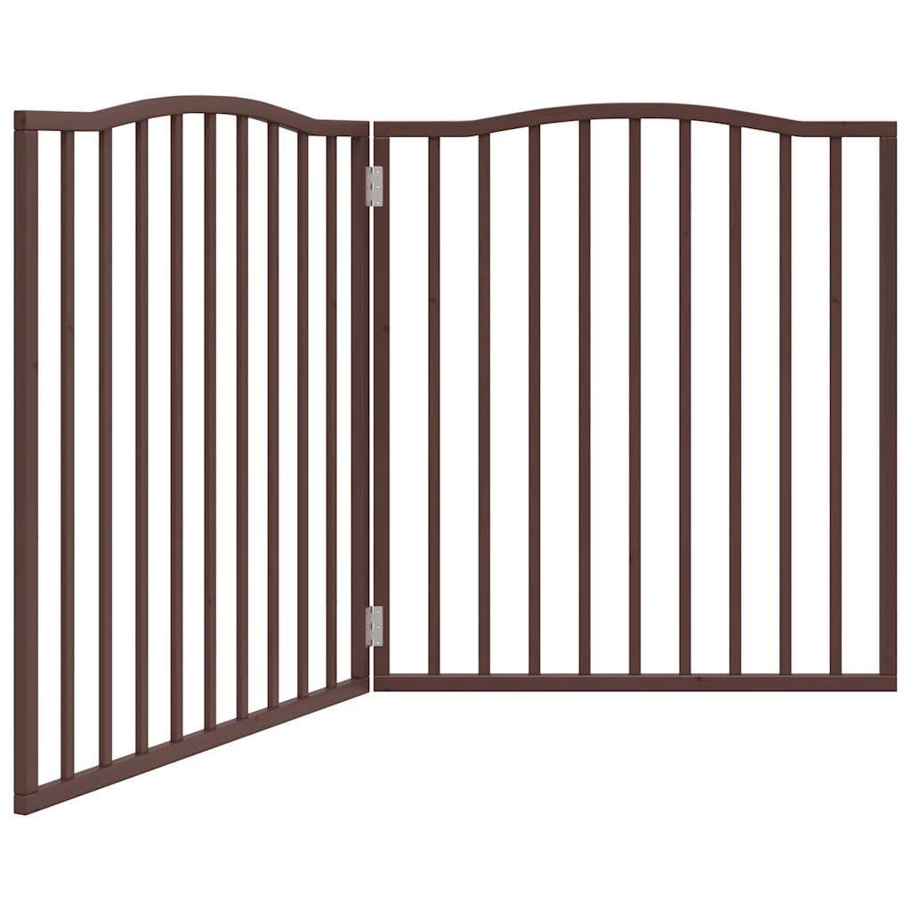 Brokky Cancello Cani Pieghevole 2 Pannelli Marrone 160cm Legno Pioppo-Cancelletto per Bambini, Barriera per Cani e Neonati, Recinzione Scale, Cancellino