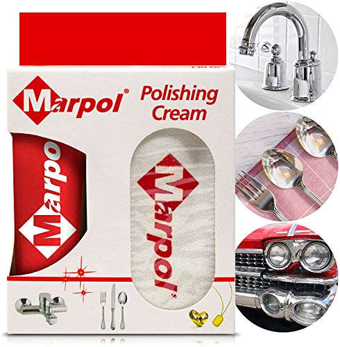Marpol Silver Polishing Cream, Paste (130 Gram / 4,5 OZ) Sealant That Cleans, Shines, Protects, All Purpose, Aluminum, Nickel, Iron, Copper, Zinc, Silver, Gold, and Stainless Steel