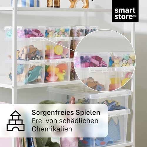 SmartStore - 10x kleine Aufbewahrungsboxen mit Deckel Classic 0,3L (15x9x6cm) | Stapelbare Box mit Deckel | Lebensmittelechte Kunststoffbox | Kleine Plastikbox mit Deckel & verstärkten Ecken