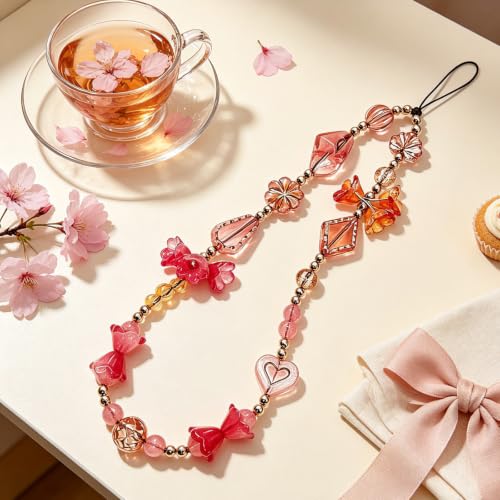 Image of Beaded Camera Wrist Strap Cute Digital Camera Charm Lanyard, Phone Wristlet Charms, Phone Chain for Camera