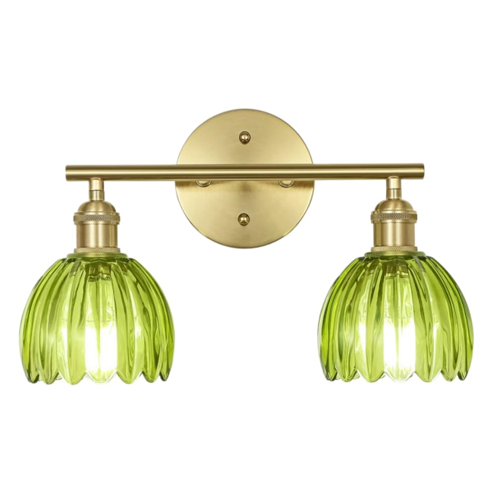 Image of Vintage Bathroom Light fixtures, Gold Vanity Lights, ETL Certified