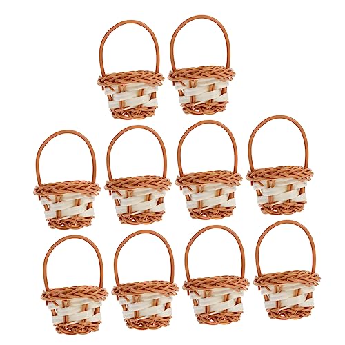 Unomor 10pcs Portable Basket Home Decoration Mini Rattan Baskets Tiny Home Furniture Rattan Basket Mini Food Containers Tiny Containers Rustic Basket Cookie Plastic Coffee