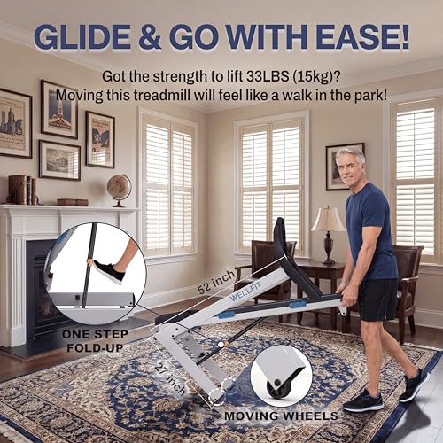 Image of WELLFIT Home Treadmill with 15% Auto Incline,4.0HP Foldable Treadmill with 400LBS Weight Capacity, 1.0-8.7MPH, 18 * 43 inch Large Running Belt, 45dB Motorized Treadmill Cardio Training, 95% Pre-Installed