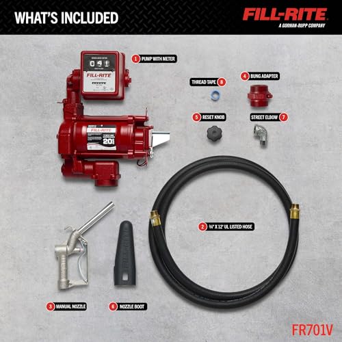 Image of Fill-Rite FR701V 115V 20 GPM Fuel Transfer Pump With Standard Mechanical Meter Package, Gallons - For Gasoline, Diesel, Kerosene, Ethanol Blends, Methanol Blends & Biodiesel up to B20
