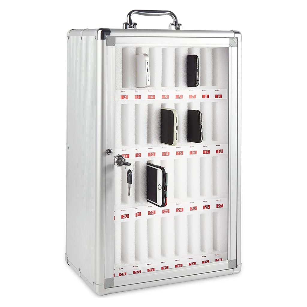 Rangement mural pour téléphone en aluminium avec serrure 36 places