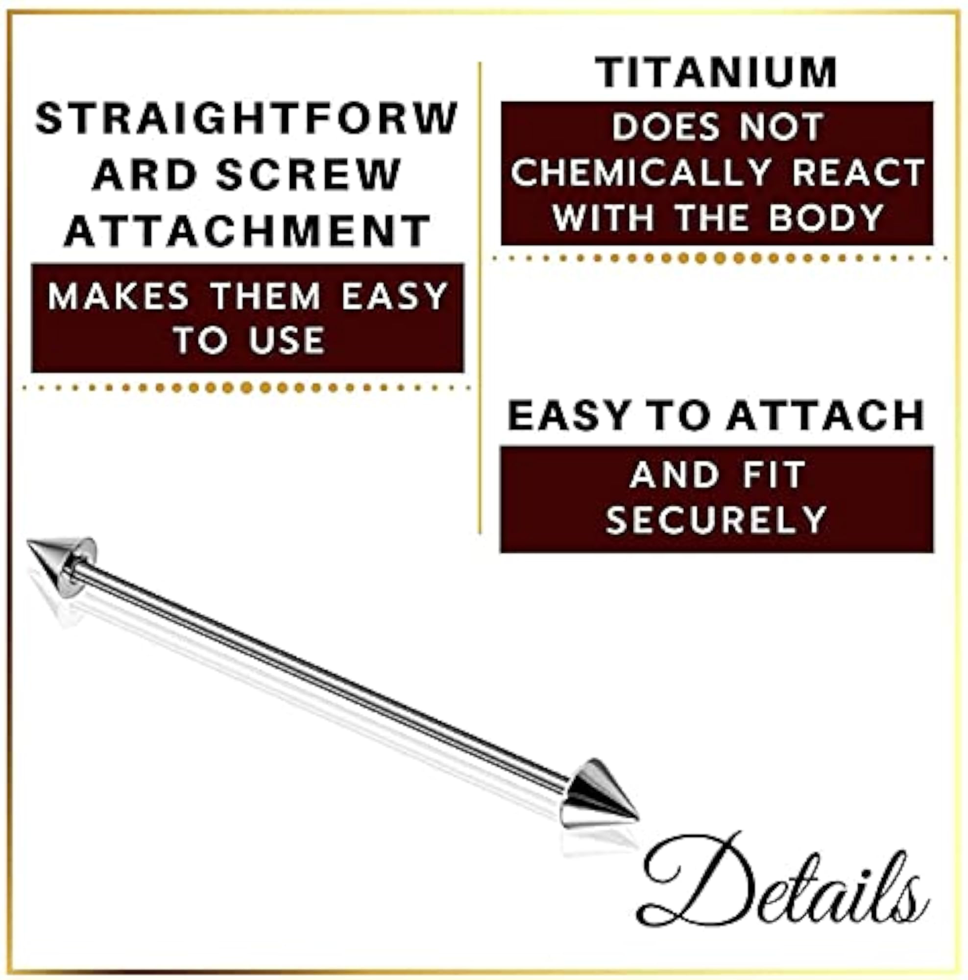 Surgical Steel Spike Upper Ear Industrial Barbell Piercing Ear Studs