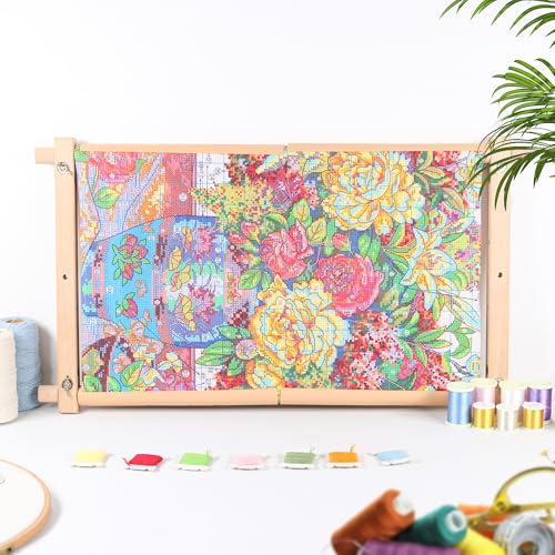 Image of Embroidery Tapestry Scroll Frame, Detachable Cross Stitch Frame, Scroll Embroidery&Quilting Holder for Cross Stitch, Needlepoint, and Sewing Projects (21.45inch*11.8inch)