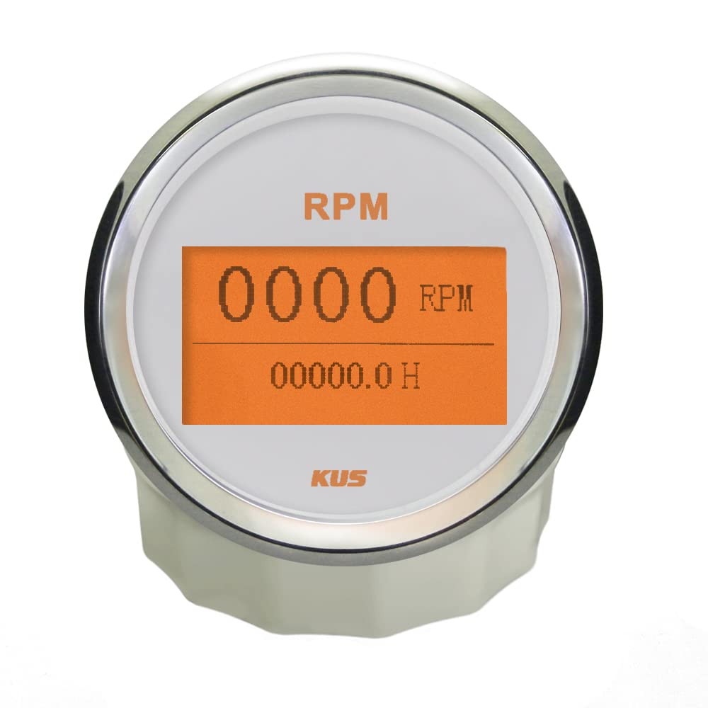 Contagiri Nautico 4000 RPM IP67 - 85 Mm Con Cornice Argento, Alta Precisione Per Barche E Auto, Universale 9-32V