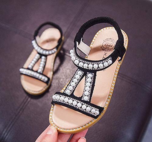 Girl’s Rhinestone Open Toe Beach Sandal Summer Fashion Beaded Princess Flats Shoes2