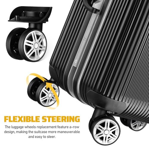 Homoyoyo 4pcs Heavy Duty Suitcase Replacement Wheels Material Swivel Caster Wheels Flexible Steering Trolley Casters for Smooth Installation for Luggage3