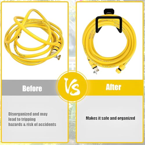 Image of EIDER 1 Pcs Hose Holder Stand Wall Mount, Heavy Duty Garden Hose Hanger Reel, Metal Water Pipe Tube Hooks Rack for Outside Yard, Garage, Storage Organizer (Hose 001)