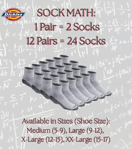 Image of Dickies Men's Dri-Tech Moisture Control Quarter Socks, Available in M-XXL (6, 12, 18 Pairs)