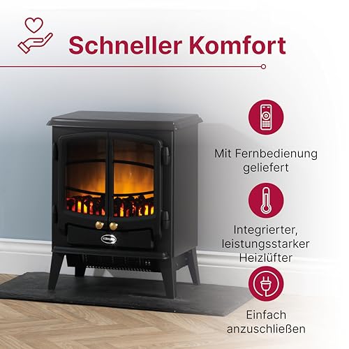 Dimplex Elektrokamin Optiflame Tango - Freistehender Elektrischer Kamin mit Kohlebett - LED-Flammeneffekt - Einstellbarer Heizung - Thermostat und Fernbedienung