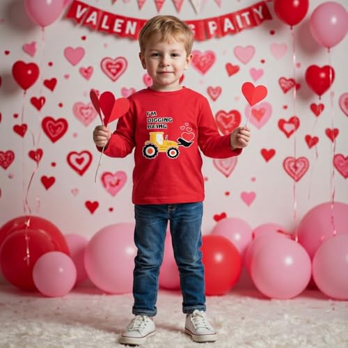 Image of Toddler Boys Vanlentine Long Sleeve Girls Love Longshirt Kids Truck Heart Raglan Tops 2-7T