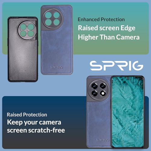 Image of SPRIG Cases Compatible with OnePlus 11 5G Matte PU Leather TPU Premium Back Cover Drop Tested Shock Proof Case for Boys and Girls with Camera Protection (Blue)