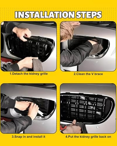Image of F30 Front Grille Trim, M-Sport V Brace Grille Inserts Stripes Trim Compatible with BMW 3 Series 4 Series F30 F32 320 328i 330 335 428 435 Front Grille Inserts 2pcs (white)