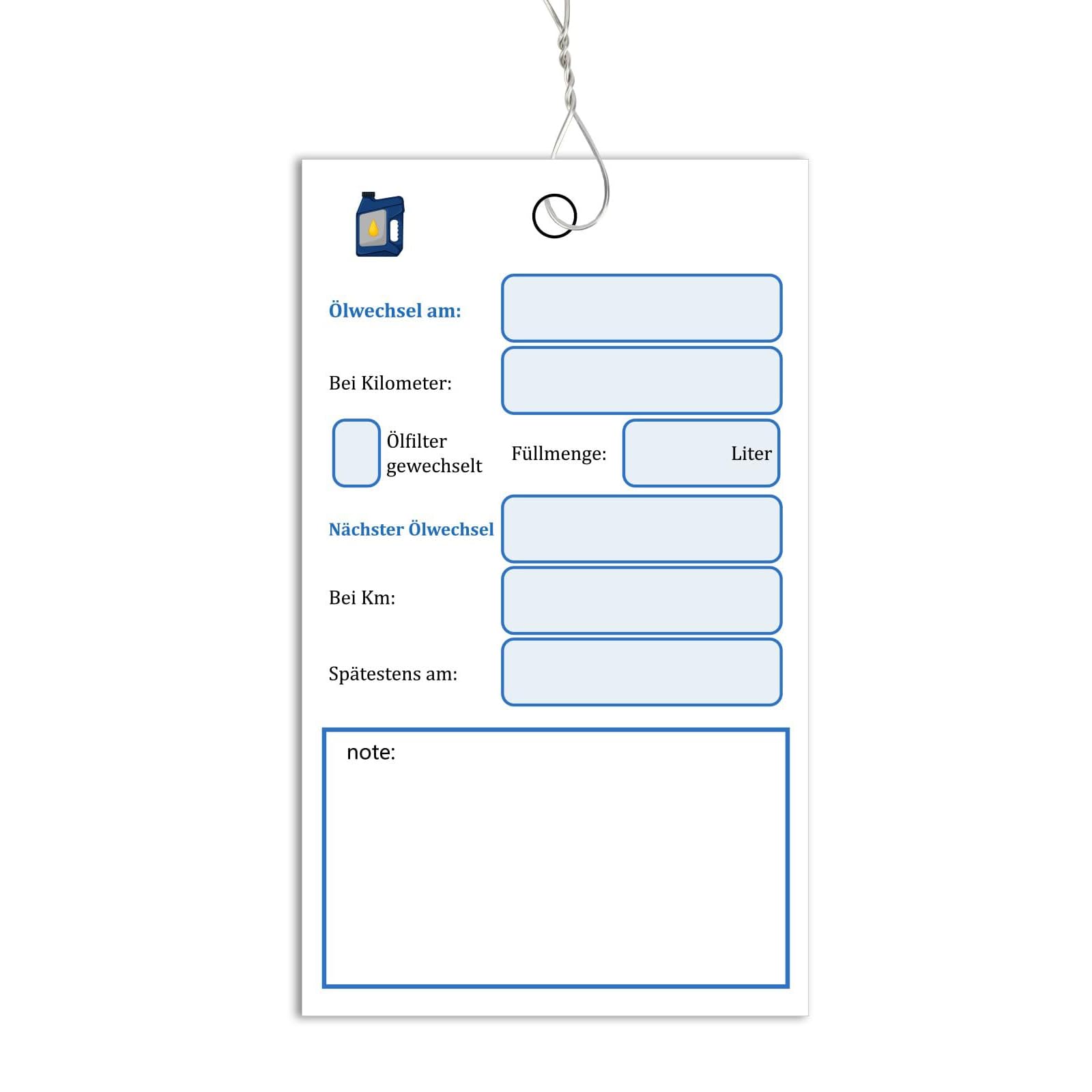 WGDYRP 100 Oil Change Labels With 100 Steel Wires For Vehicle Maintenance And Inspection Checklist Waterproof Cardstock