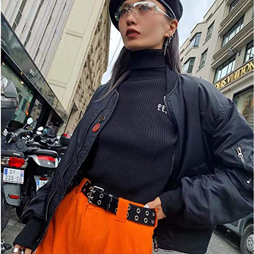 Yucforen Double Grommet Punk Leather Belt Unisex 2 Hole Fashion Jeans Belt #TOP6