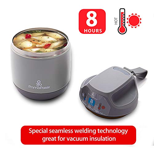Primo Passi Insulated Food Jar 12 Ounce Stainless Steel Vacuum Insulated Kids Food Jar (Gray) #TOP3