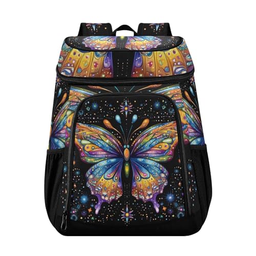 Rainbow Butterfly Starlight Butterflies Cooler Backpack Cooler Insulated Leak Proof Lunch Backpack 36 Cans Waterproof Soft for Men Women Picnic Hiking Camping Beach