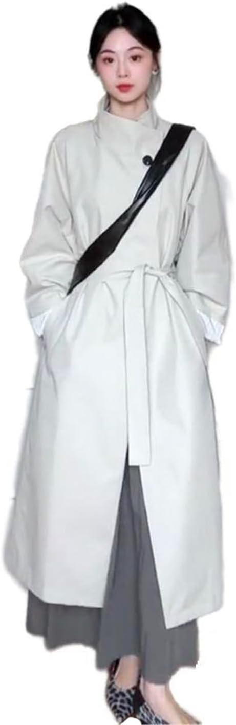 HSQIBAOER Women's Overcoats Long Trench Coat Spring Fall Korean British Style Casual Jacket for Women