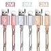 Price comparison product image Luvfun Charger Cable for iPhone, [2M-3Pack] Nylon Braided Fast Charger Cable Compatible with iPhone XS X 8 8 Plus 7 7 Plus 6s 6s Plus 6 6 Plus iPad iPod (Rose Gold+Silver+Gold)