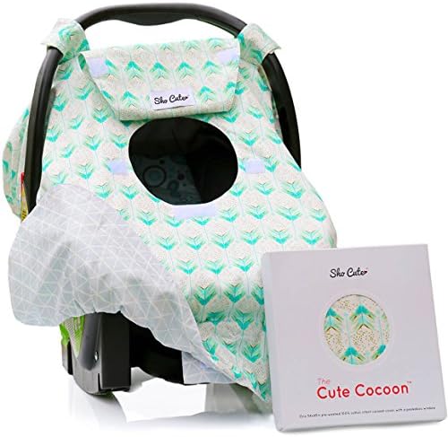 Sho Cute - [Reversible] Carseat Canopy | All Season Car Seat Covers Boy or Girl | 100% Cotton | Mint Arrows | Unisex Mint Green Teal & Grey | Nursing Cover | Universal Fit | Baby Gift Set -Patent Pend