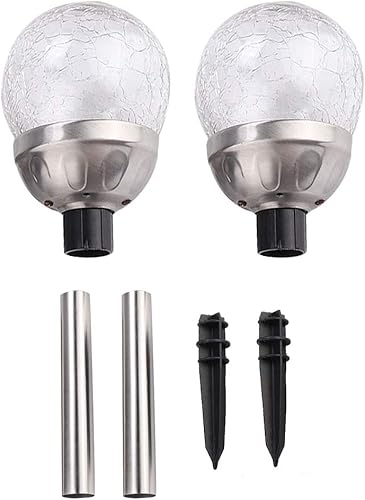 TOPINCN 2 luces solares para exteriores, impermeables, para patio, estaca y bola redonda, luces LED de jardín con energía solar para patio, pasarela