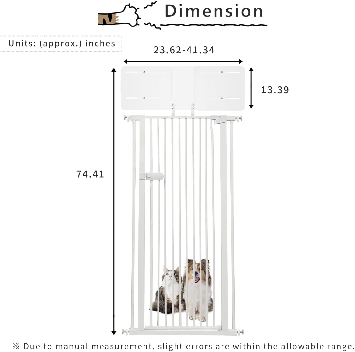 Lumizone Extra Tall Cat Gate 2025 New 61.02" High 26.18"-29.91" Wide + Height Extension Kit