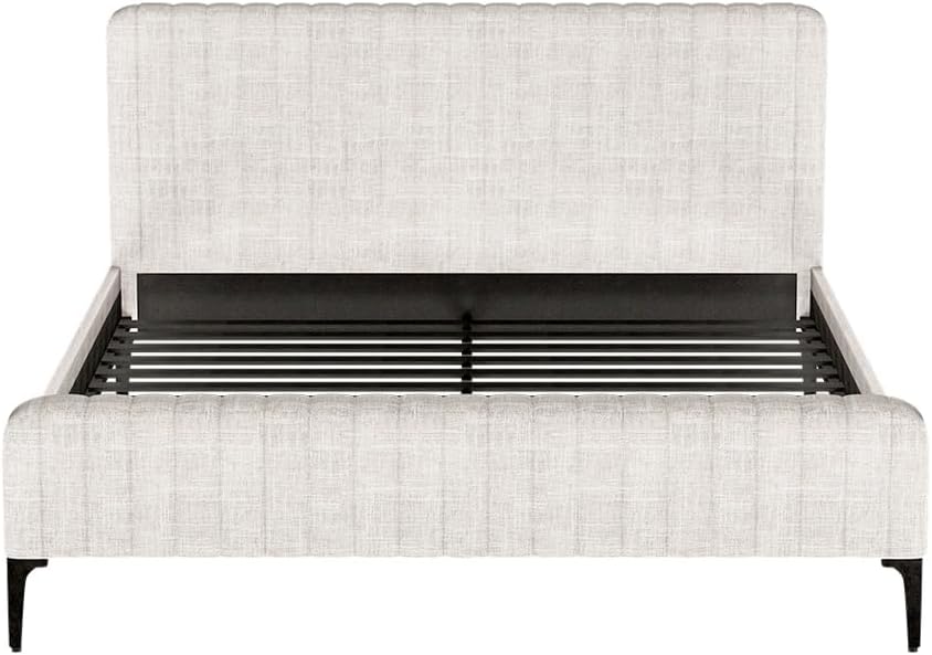 Queen Bed Frame Platform Wooden Base Beds with Storage Bedroom Room Decor Home Furniture, Upholstered with Faux Linen Fabric + Foam + Wood, Modern Design Grey