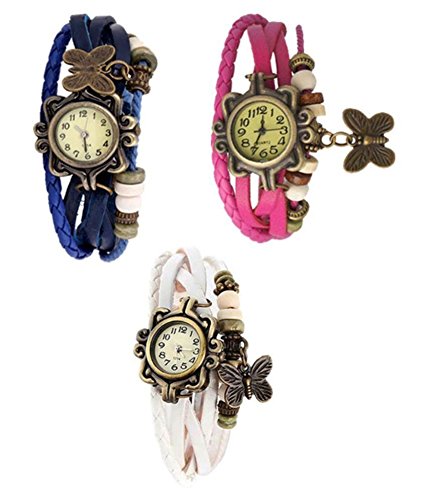LEMONADE - Pack of 3 Fancy Vintage Leather Bracelet Butterfly Analog Watch for Girls & Women - Combo Offer (B078LD42BS) Amazon Price History, Amazon Price Tracker