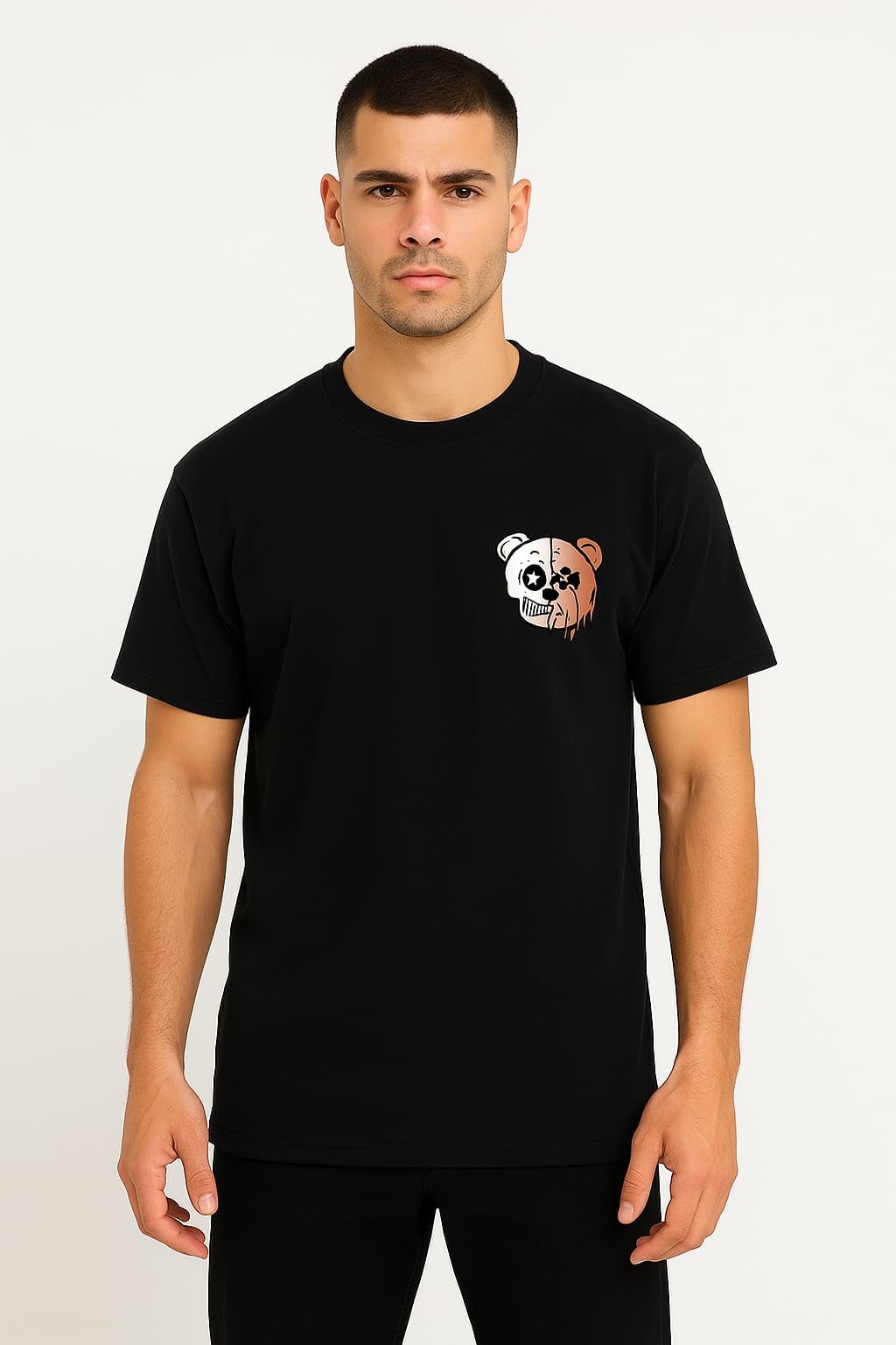 Buy furrr Unisex Oversized T-Shirt, Half Skull Bear Graphic Print