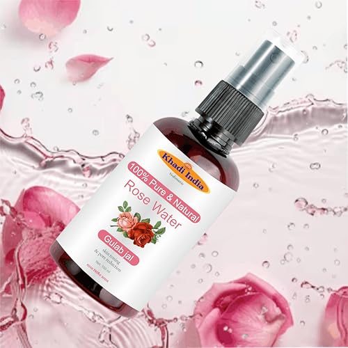 Image of Khadi 100% HERBAL Rose Water Spray - 100% Pure & Natural Skin Toner for Hydration, Glow & Pore Tightening - Alcohol-Free, Refreshing Mist - 100ml