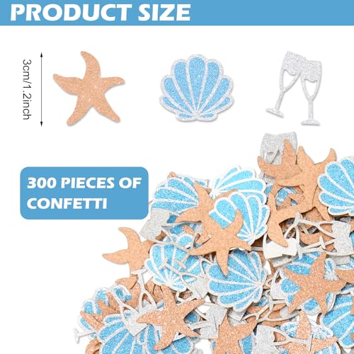Image of Whaline 300 Pcs Last Toast on The Coast Table Confetti Bachelorette Party Confetti Glitter Shell Starfish Wine Cup Table Centerpieces for Coastal Beach Bridal Shower Wedding