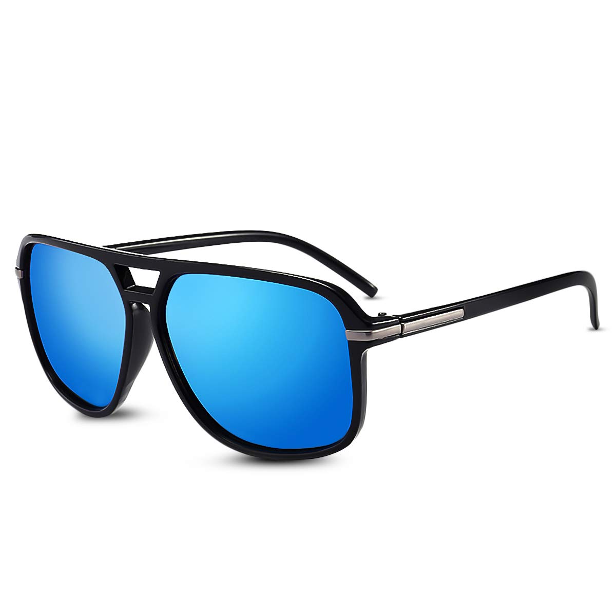 LumiSyne Sunglasses Men Women Polarized Vintage Square Frame Tortoise Pattern Temple Sports Style UV400 Protection With Sunglasses Case For Driving
